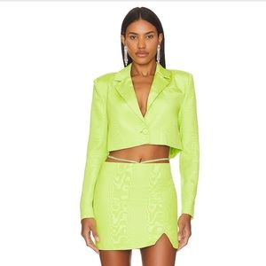 Camila Coelho Neon Lime Cropped Blazer